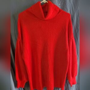 JODIFL Vibrant Red Cowl Neck Sweater, Valentines